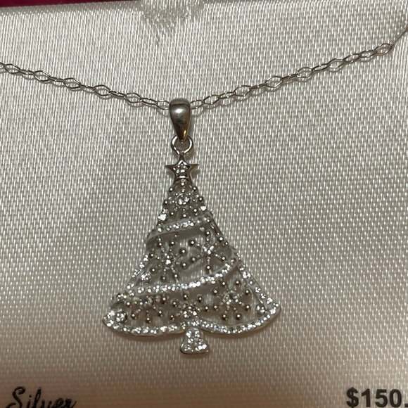Kohls Jewelry - 🦋3xHP🦋 18” Sterling Silver Chain Crystal Christmas Tree Pendant